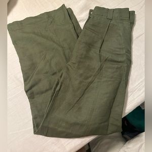Lioness olive green high rise wide leg linen pants